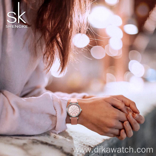 Shengke Women's Watches Luxury Ladies Leather Watches Top Brands Fashion Diamond Watch Bayan Kol Saati Diamond Reloj Mujer 2019